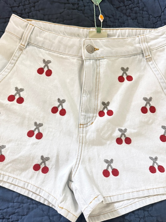 FARM Rio Pants - NWT FARM Rio Denim Shorts with Red Cherry Embroidery